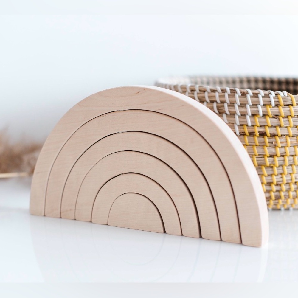 Natural Birch Wood Stacking Rainbow Toy / Decor